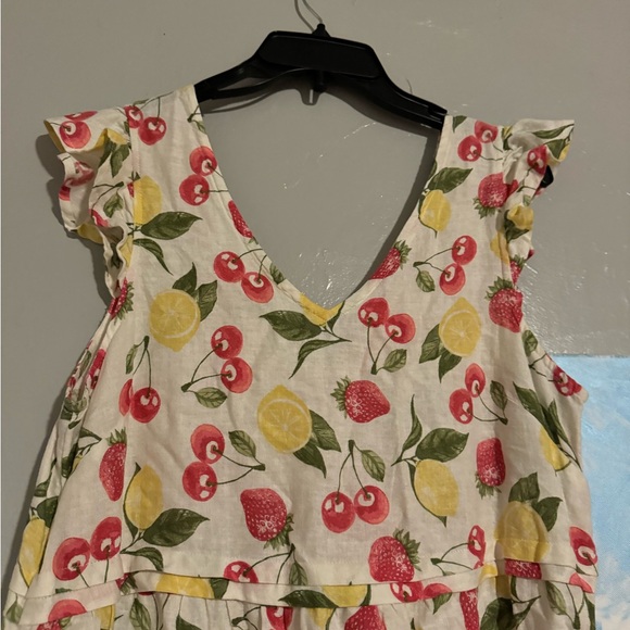 NEW Isaac Mizrahi White Pink Yellow Lemon Cherry Linen Blend Dress S Small NWT - Picture 2 of 10